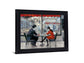 Cafe Conversation - 28" x 34" Framed Wall Art - Dark Gray