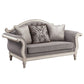 Florian - Loveseat With 3 Pillows - Gray Fabric & Antique White