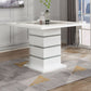 Elizaveta - Counter Height Table With Pedestal Base - Faux Crystal Diamonds & White High Gloss