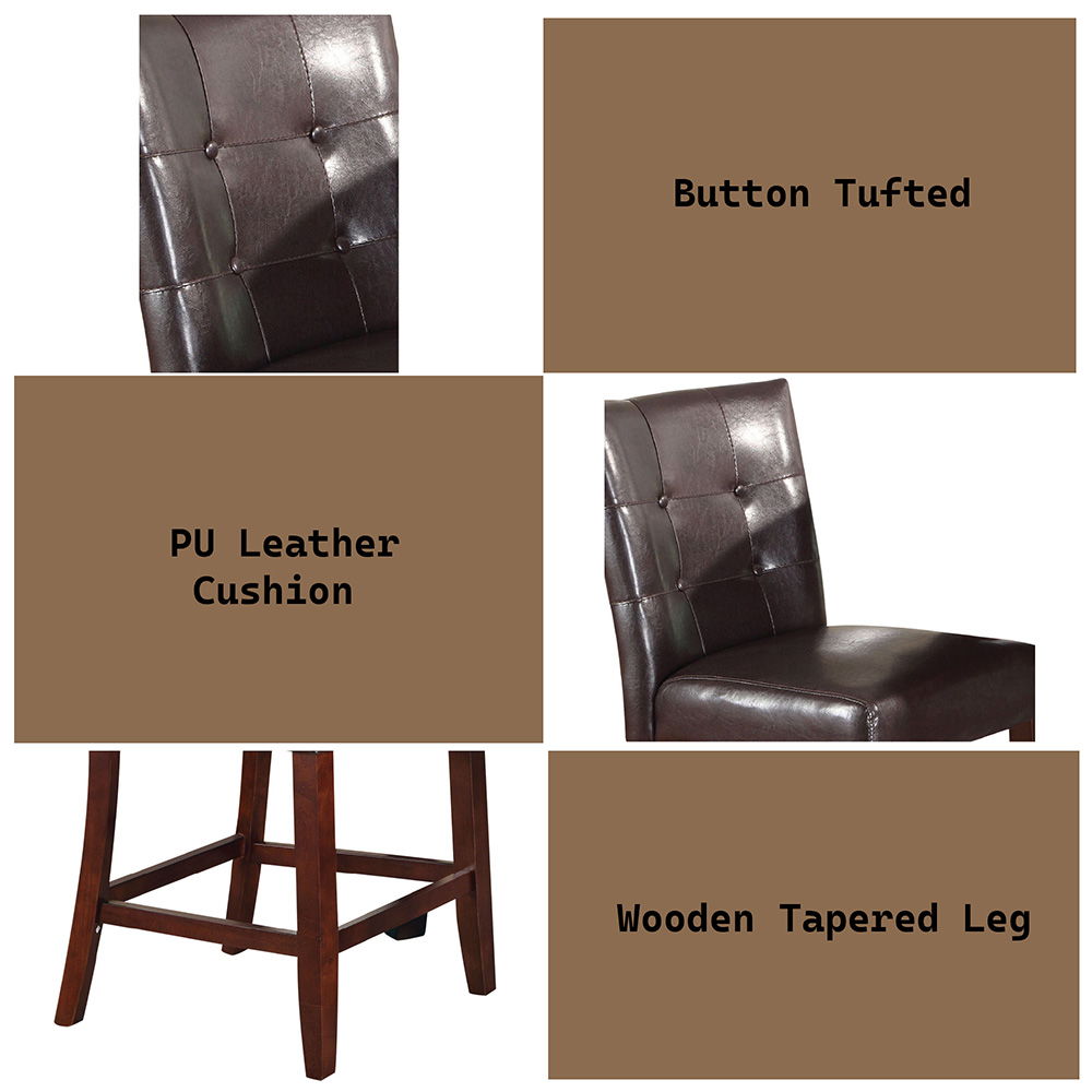 Britney - 20" Counter Height Chair Set of 2) - Espresso Synthetic Leather & Walnut