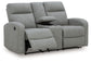 Gauntlet - Double Recline Loveseat With Console - Sterling