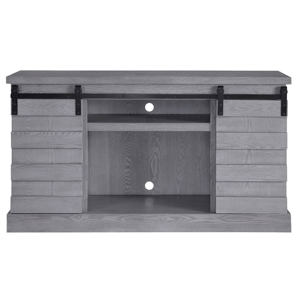 Amrita - TV Stand With Fireplace - Gray Oak