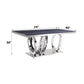 Nasir - Dining Table - Gray Printed Faux Marble Top & Mirrored Silver