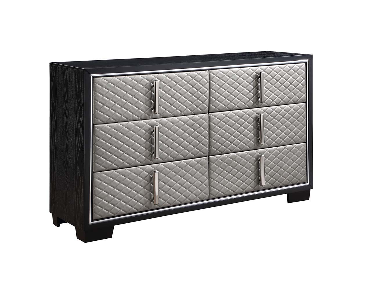 Nicola - Dresser - Silver Synthetic Leather & Black