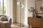 "Celestial Radiance" Metal Floor Lamp With Iridescent Glass Globes - Gun Metal Iridescent Glass