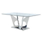 Azriel - Dining Table With Pedestal Base - Clear Glass & Mirrored Silver