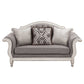 Florian - Loveseat With 3 Pillows - Gray Fabric & Antique White