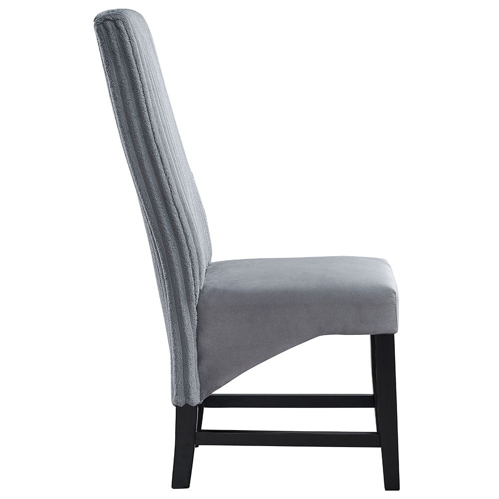 Kini - Side Chair Set of 2) - Gray Corduroy & Black