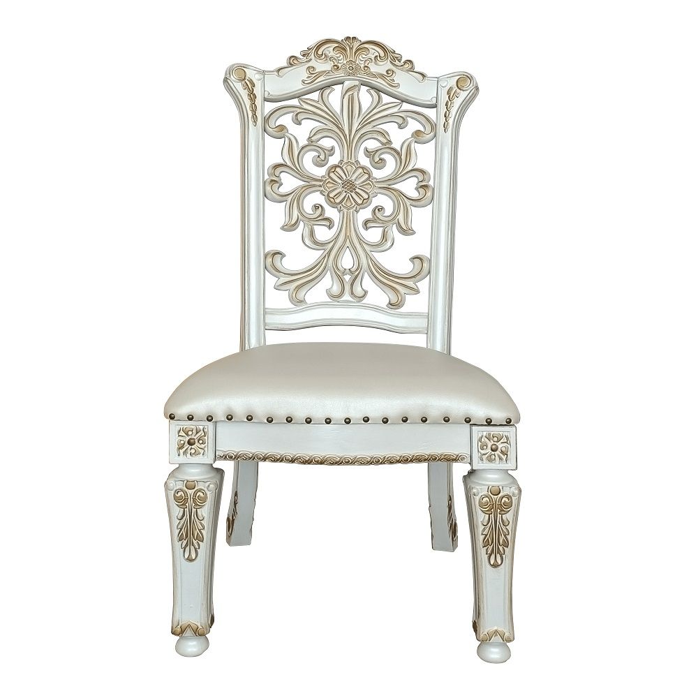 Vendome - 48" Side Chair Set of 2) - Synthetic Leather & Antique Pearl