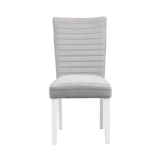 Elizaveta - Side Chair Set of 2) - Gray Velvet &White High Gloss