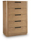 Pamaria - Five Drawer Chest - Light Brown