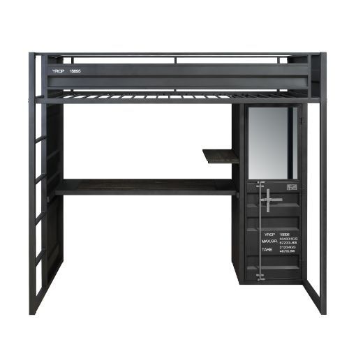 Cargo - Twin Loft Bed With Desk & Wardrobe - Gunmetal