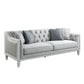 Katia - Sofa With 4 Pillows - Light Gray Linen & Weathered White