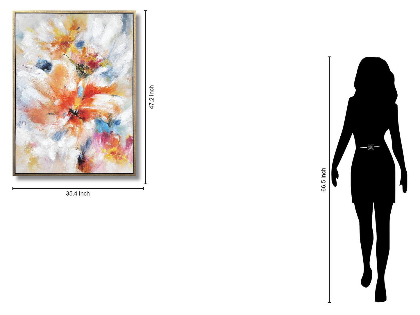 Radiant Petal Dance - 35" x 47" Framed Wall Art - Orange