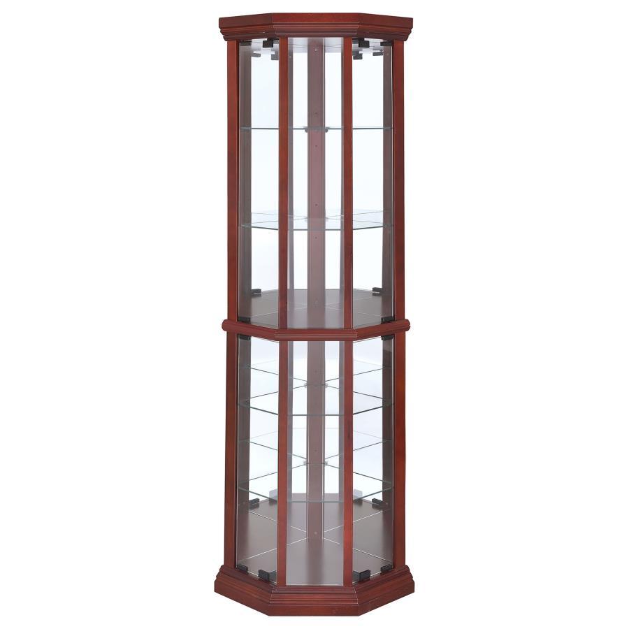 Appledale - 6-Shelf Corner Curio Display Cabinet - Medium Brown