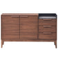 Bevis - Server - Green Fabric & Walnut
