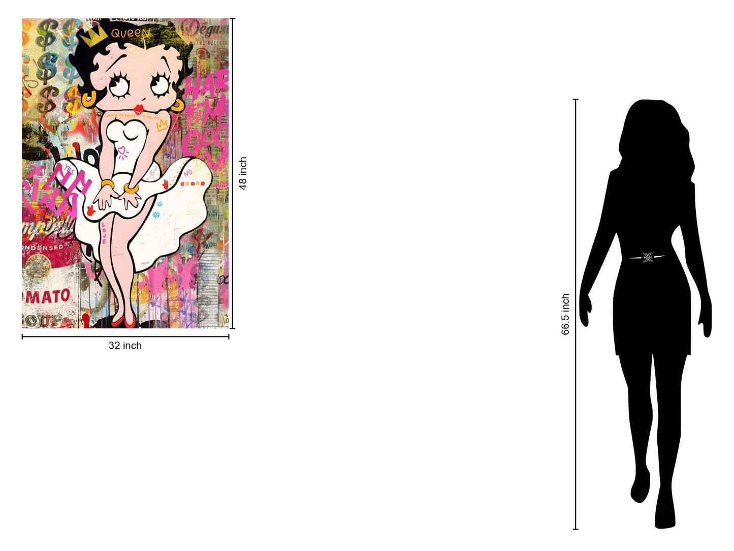 Playful Queen Pop - 32" x 48" Framed Wall Art - Pink