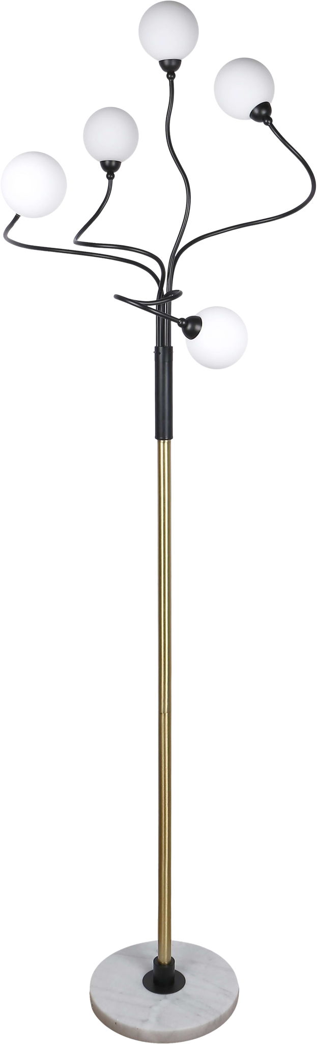 "Celestial Branch" Metal Floor Lamp - Matte Black / White Frosted Glass / White Marble / Soft Gold
