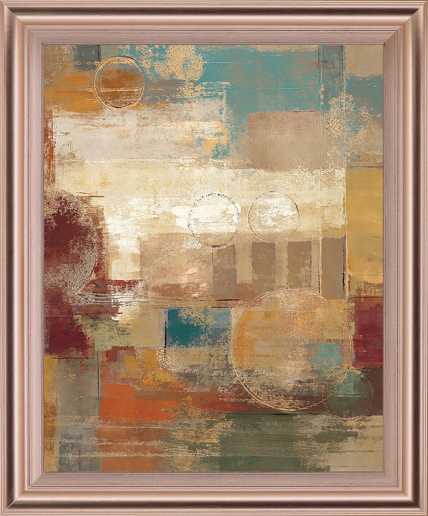 Golden Haze Geometry - 28" x 34" Framed Wall Art - Beige