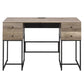 Desirre - Writing Desk With USB - Rustic Oak & Black