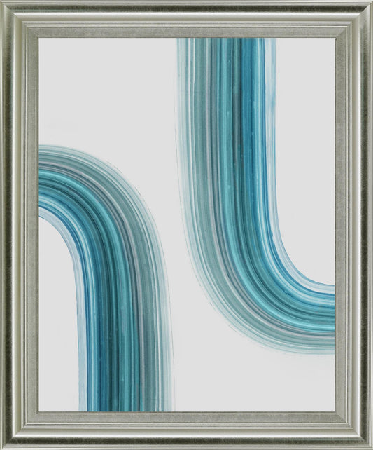 Curved Streams - 28" x 34" Framed Wall Art - Light Blue
