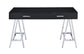 Coleen - Writing Desk With USB - Black High Gloss & Chrome