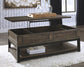 Johurst - LIFT TOP COCKTAIL TABLE - Grayish Brown