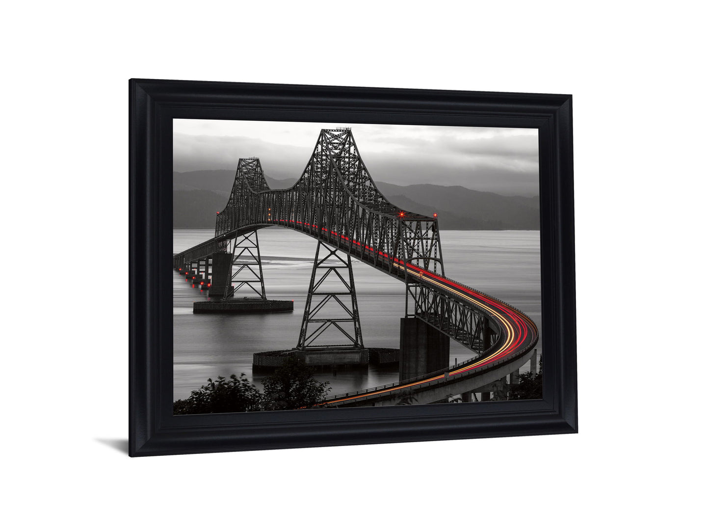 Steel Glow Curve - 28" x 34" Framed Wall Art - Dark Gray