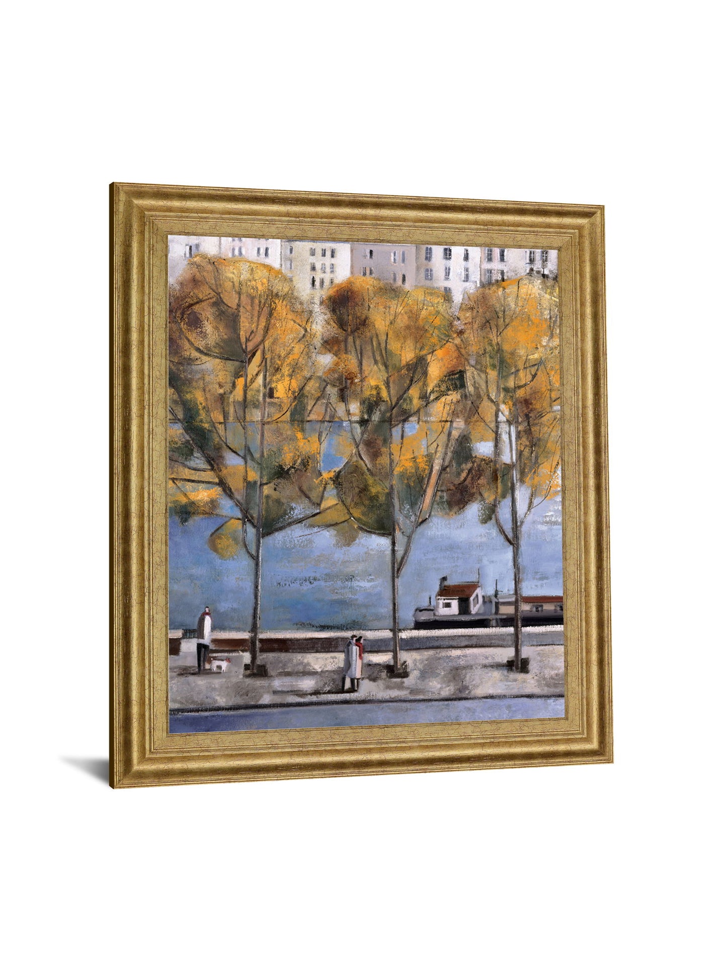 Golden River Promenade - 28" x 34" Framed Wall Art - Light Brown