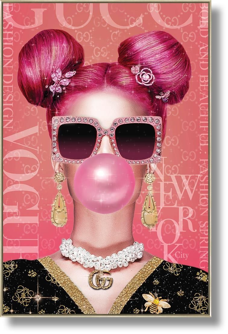 Bubblegum Diva Chic - 32" x 47" Framed Wall Art
