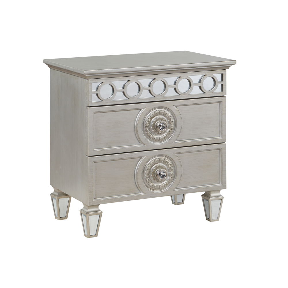 Varian - Nightstand - Silver & Mirrored