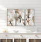 "Ethereal Reflections" Hand-Embellished Canvas Triptych In Frame - Neutral