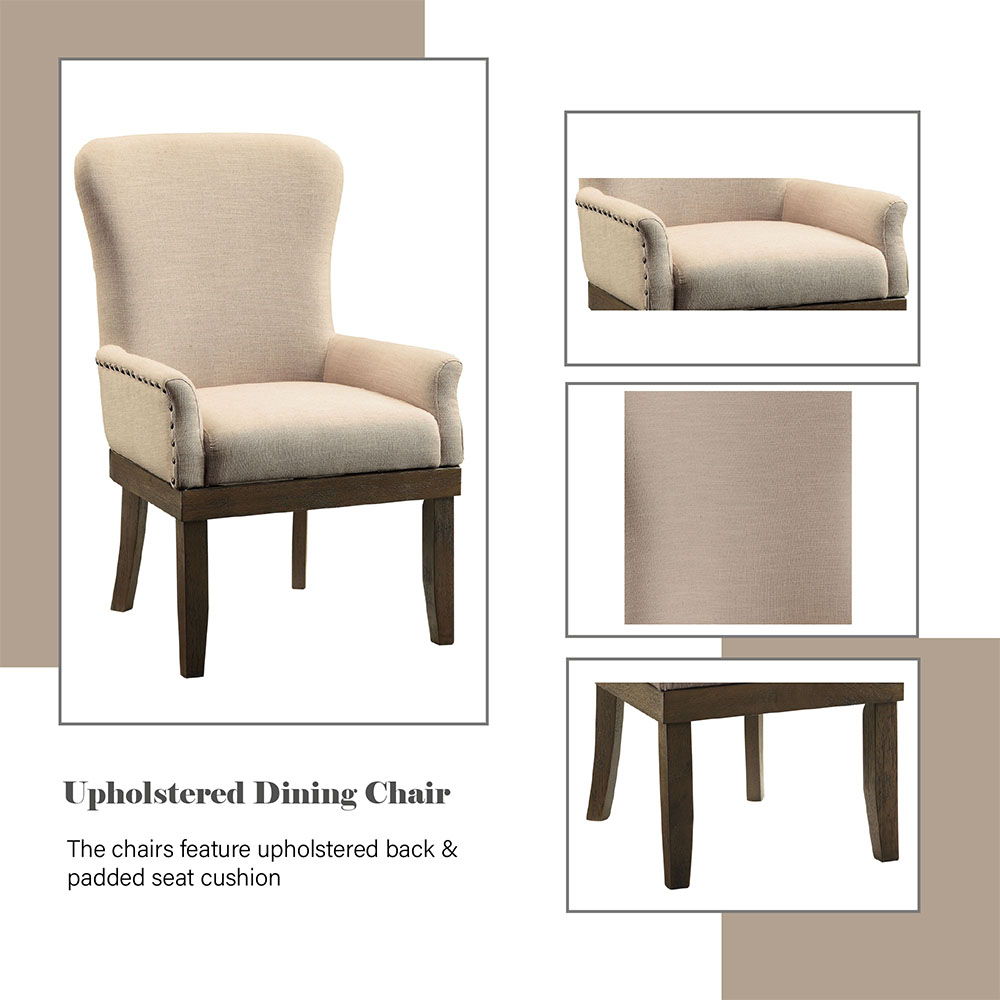Landon - Arm Chair - Beige Linen & Salvage Brown