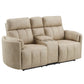 Elison - Motion Loveseat With Console - Dark Beige Polish Microfiber