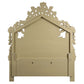 Bernadette - Eastern King Bed - White Synthetic Leather Fabric & Gold