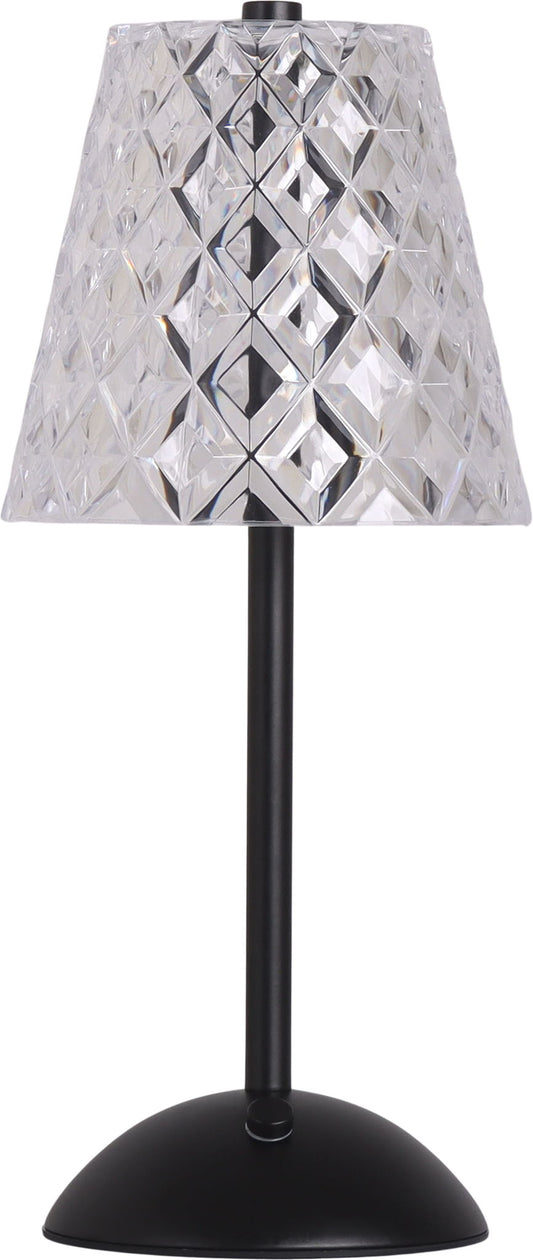 "Crystal Radiance I" Rechargeable LED Metal Accent Lamp (Set of 2) - Matte Black / Clear
