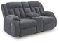 Observation - Double Reclining Power Loveseat With Console - Steel