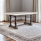 Gerardo - 31" Dining Table - White Marble Top & Weathered Espresso
