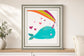 22x26 Happy Narwals III By June Erica Vess - Light Blue