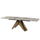 Malika - Ceramic Top Dining Table - Gray & Copper Cross Brushed