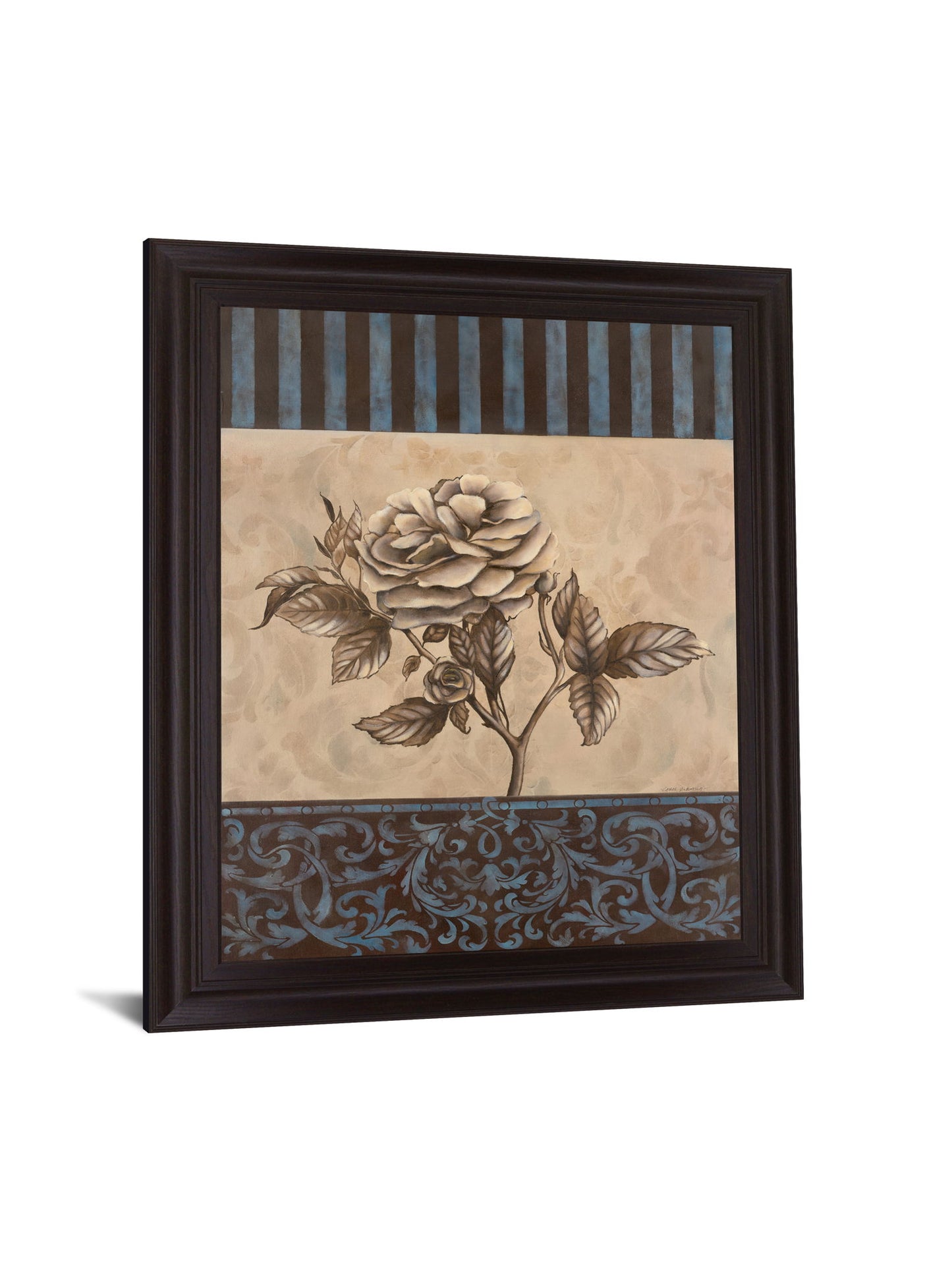 Blue Tranquility Bloom - 28" x 34" Framed Wall Art - Beige