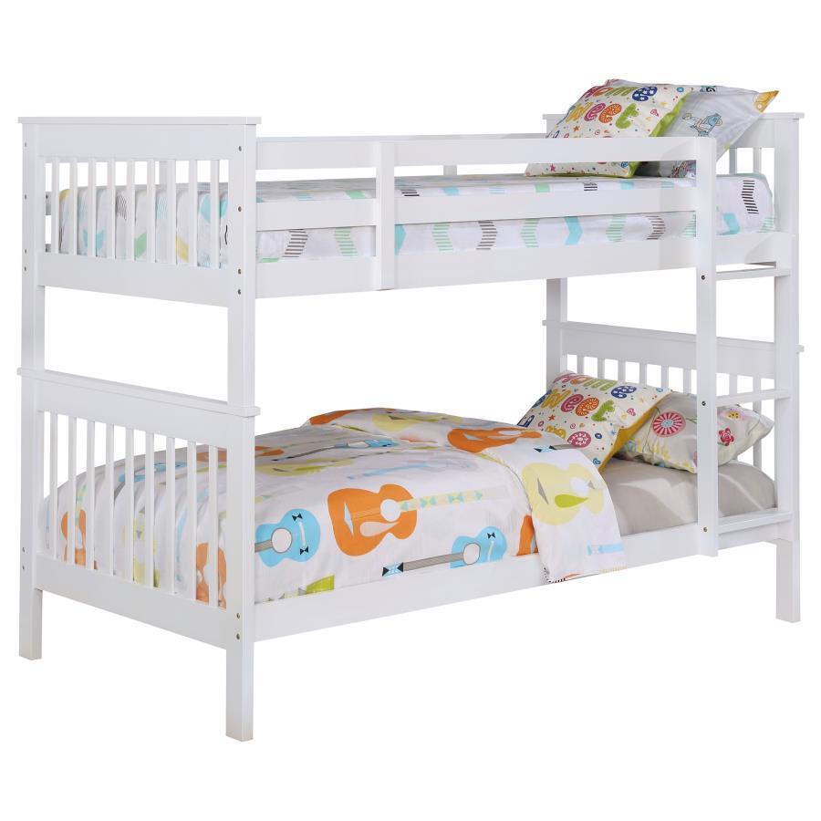 Chapman - Wood Twin Over Twin Bunk Bed With Mattress - White