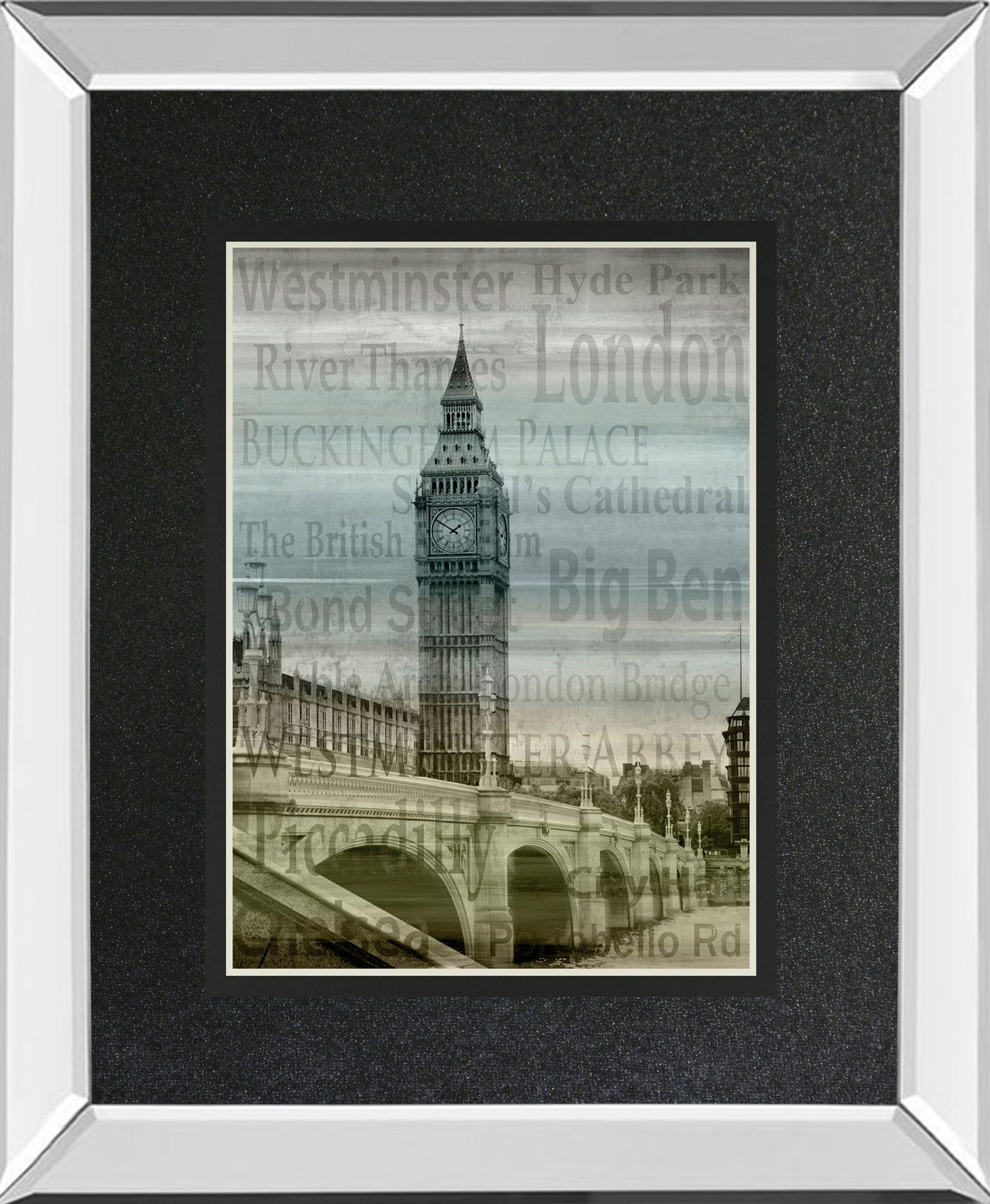 Big Ben By Alan Lambert - Mirror Framed Print Wall Art - Black