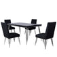 Ava - Dining Table With 4 Chairs - Black / Silver