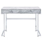 Tigress - Writing Desk - White Printed Faux Marble Top & Chrome