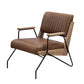Eacnlz - Accent Chair - Cocoa Top Grain Leather & Matt Iron