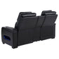 Zuma - Faux Leather Dual Power Reclining LED Loveseat - Black