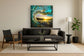 Floating Tempered Glass With Foil Waves On Sunset - Blue