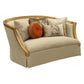 Daesha - Loveseat With 5 Pillows - Tan Flannel & Antique Gold