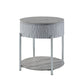 Yukino - End Table - Gray High Gloss & Chrome